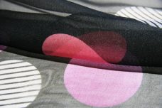 Jumbo Polkadot Chiffon - Black & Pink