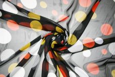 Jumbo Polkadot Chiffon - Black & Orange