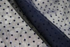 Flocked Dotted Swiss Chiffon - Navy