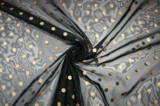 Large Polkadot Organdy - Black & Gold