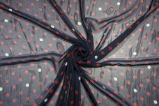 Medium Polkadot Chiffon - Navy & Rust
