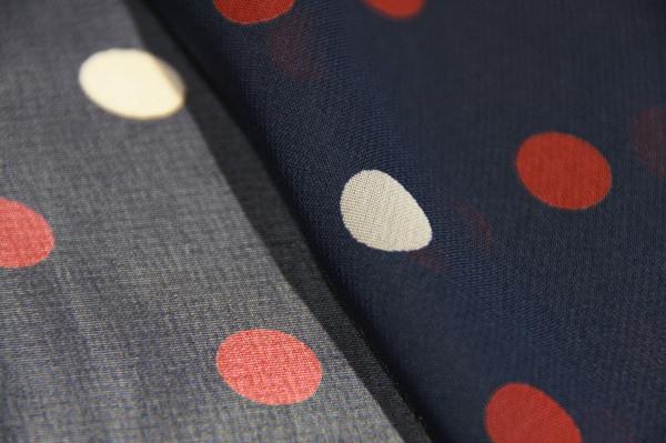 Medium Polkadot Chiffon – Navy & Rust 1 Medium Polkadot Chiffon - Navy & Rust