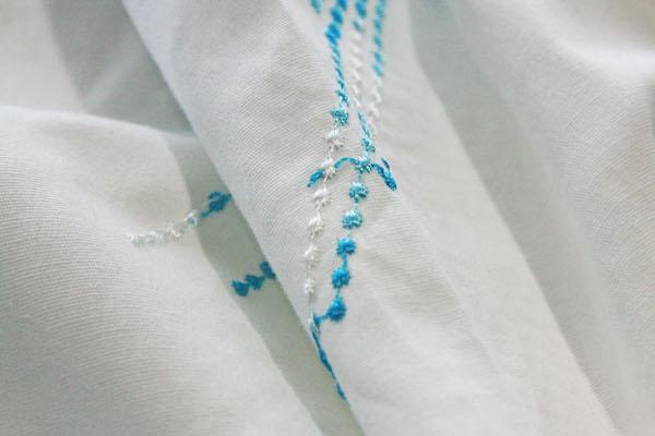 Turquoise Embroidered Lightning Bolt  Stretch Poplin