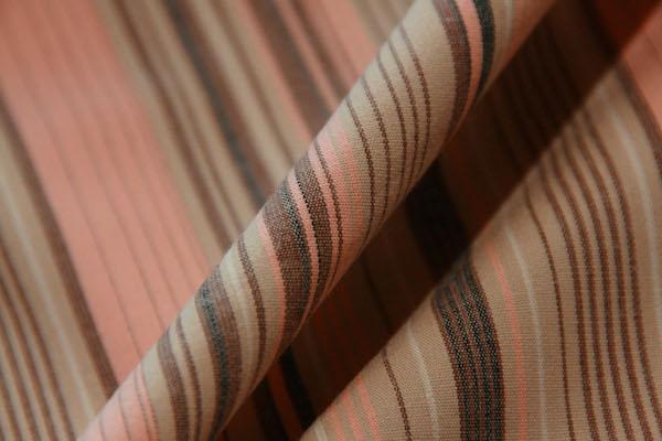 Peach & Brown Chambray Stripe Stretch Poplin