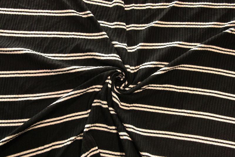 Large Ticking Stripe Rib Knit - Black & White
