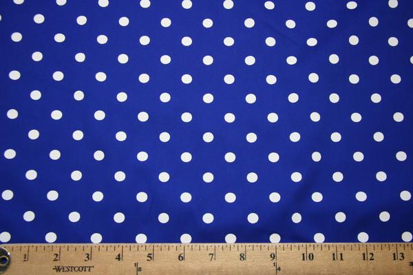 Royal & White Polkadot Stretch Poplin