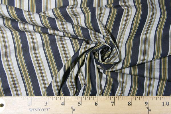 Navy & Gold Striped Cotton Poplin