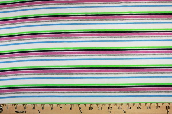 Lilac & Neon Lime Various Stripe Poly Knit