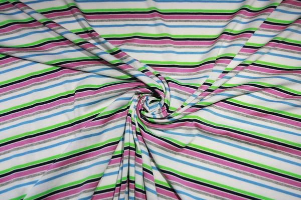 Lilac & Neon Lime Various Stripe Poly Knit