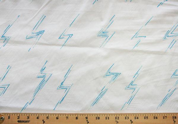 Turquoise Embroidered Lightning Bolt  Stretch Poplin