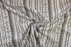 Black & White Floral Stripe Stretch Poplin