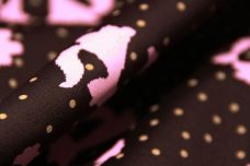 Pink & Brown Kitties Stretch Poplin