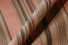 Peach & Brown Chambray Stripe Stretch Poplin
