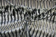 Charcoal & Green Grunge Stripe Stretch Poplin