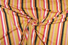 Double Brushed Mustard & Hot Pink Stripe Spandex Jersey