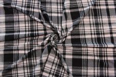 Black & Cream Plaid Double Brushed Spandex Jersey