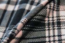 Black & Cream Plaid Double Brushed Spandex Jersey