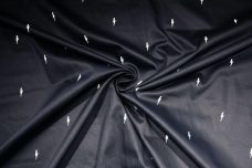 Navy Lightning Bolt Polished Poplin