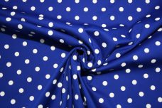 Royal & White Polkadot Stretch Poplin