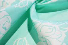 Large Aqua Floral Stretch Poplin