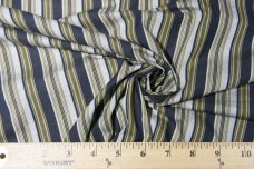 Navy & Gold Striped Cotton Poplin