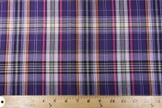 Fuchsia Metallic Plaid Stretch Poplin