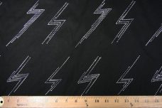 Black Embroidered Lightning Bolt Stretch Poplin