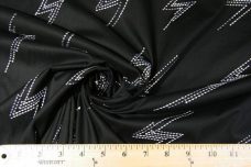 Black Embroidered Lightning Bolt Stretch Poplin