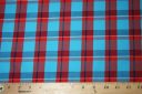 Turquoise & Red Plaid Cotton Poplin