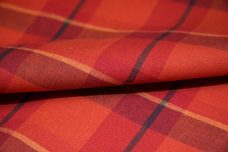 Deep Orange Plaid Cotton Poplin
