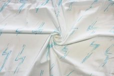 Turquoise Embroidered Lightning Bolt  Stretch Poplin