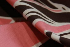 Jumbo Salmon & Brown Floral Stretch Poplin