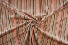 Peach & Brown Chambray Stripe Stretch Poplin