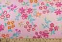 Pink Boho Floral Stretch Poly/Cotton Poplin