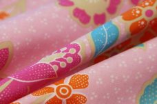 Pink Boho Floral Stretch Poly/Cotton Poplin