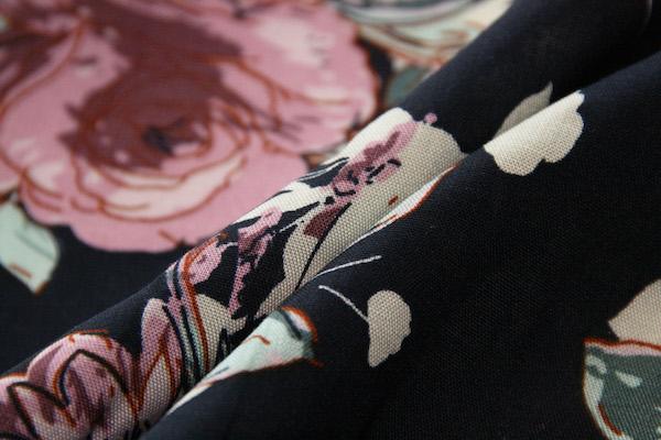 Romantic Floral Rayon – Rose & Midnight 1 Romantic Floral Rayon - Rose & Midnight