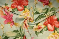 Heavy Jumbo Floral Tropical Floral Linen Tweed