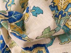 Heavy Boho Damask Linen Tweed - Turquoise