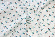 Calico Polkadot Floral Poly/Cotton - Turquoise