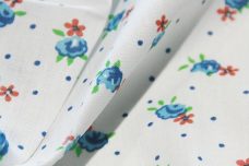 Calico Polkadot Floral Poly/Cotton - Turquoise