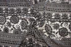 Black & Eggshell Boho Stripe Rayon Crepe