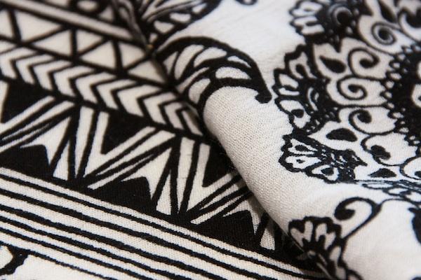 Black & Eggshell Boho Stripe Rayon Crepe 1 Black & Eggshell Boho Stripe Rayon Crepe