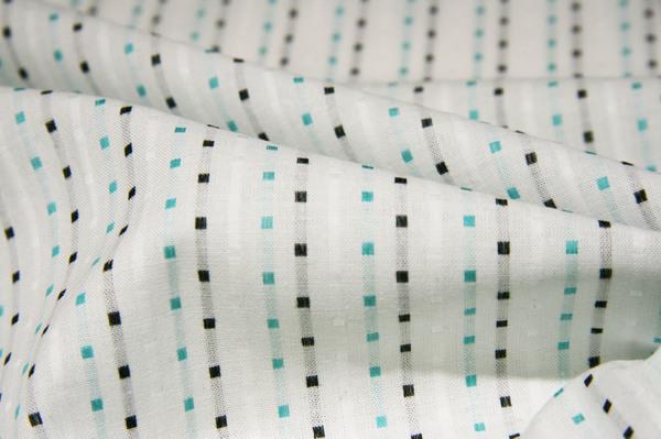 Turquoise & Black Mini Square Stripe Cotton 1 Turquoise & Black Mini Square Stripe Cotton