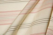 Raspberry & Beige Stripe Silk/Cotton Poplin