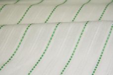 White & Mint Embroidered Stripe with Mini Squares