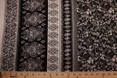 Black & Beige Bordered Paisley Crepe Rayon