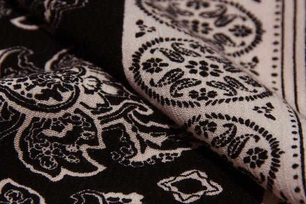 Black & Beige Bordered Paisley Crepe Rayon 1 Black & Beige Bordered Paisley Crepe Rayon