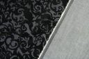 Flocked Black Floral Stretch Denim