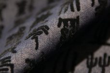 Flocked Hieroglyphs Stretch Denim