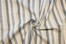 Blue Various Stripe Stretch Poplin